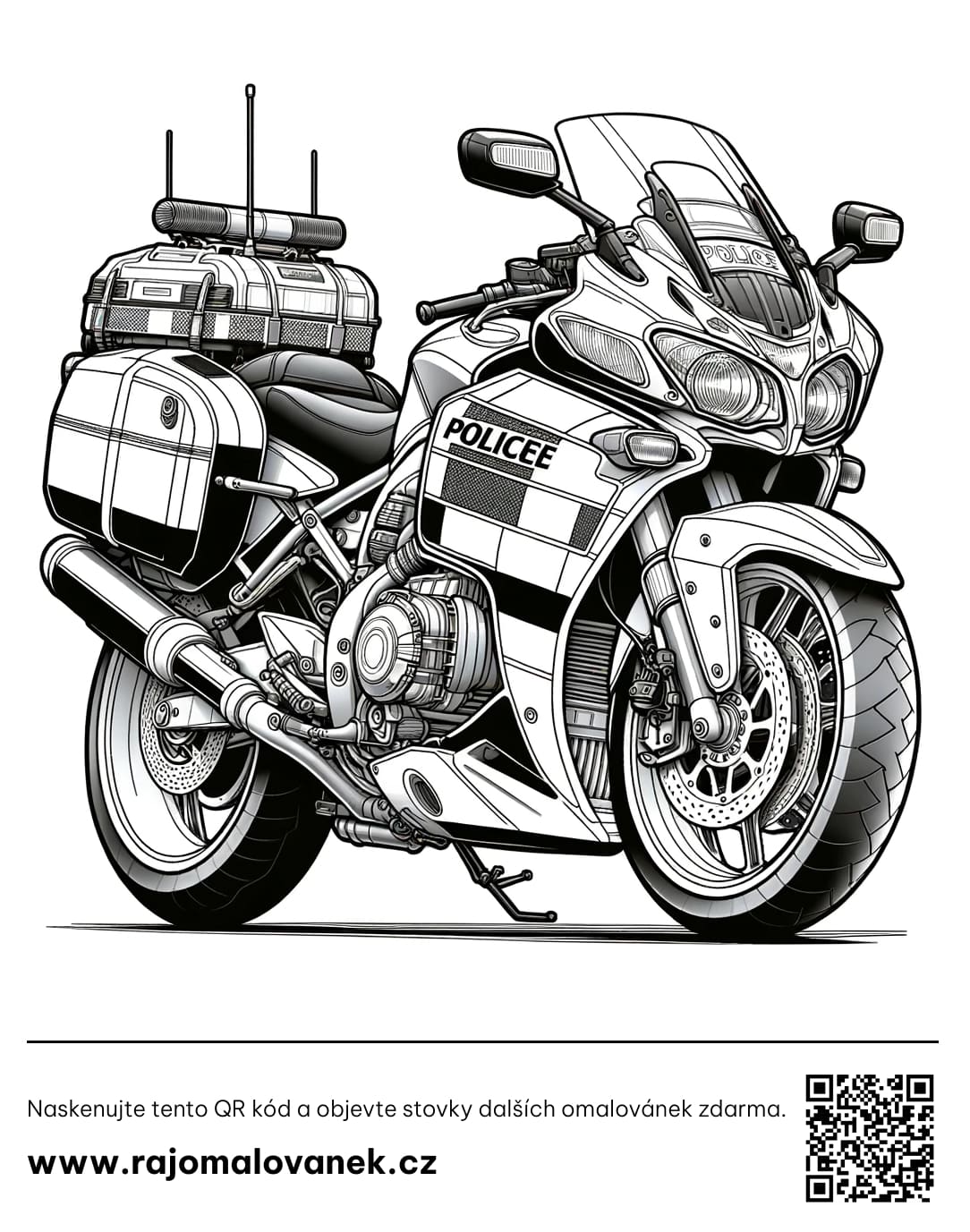 Policejní motorka omalovánky