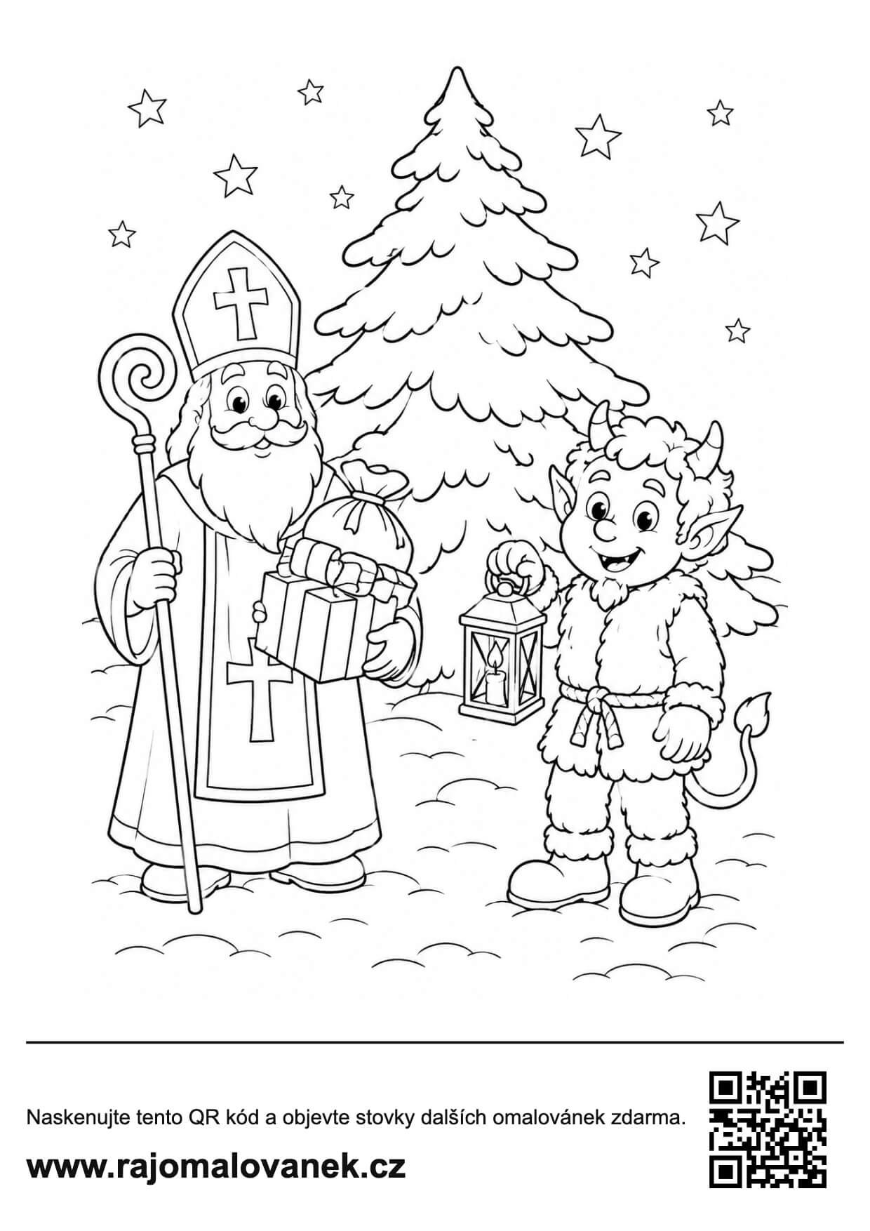 Čert a mikuláš omalovánky